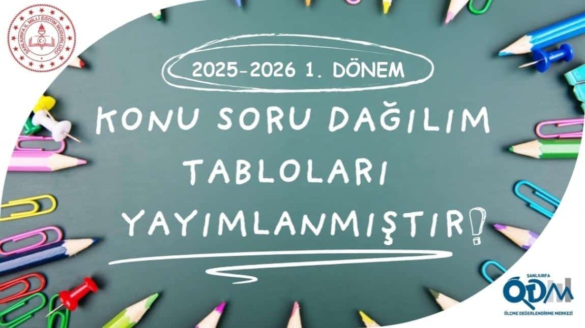 2025 - 2026 Eğitim Öğretim Yılı 1. Dönem Ortak Yazılı Sınavlar Konu Soru Dağılım Tabloları